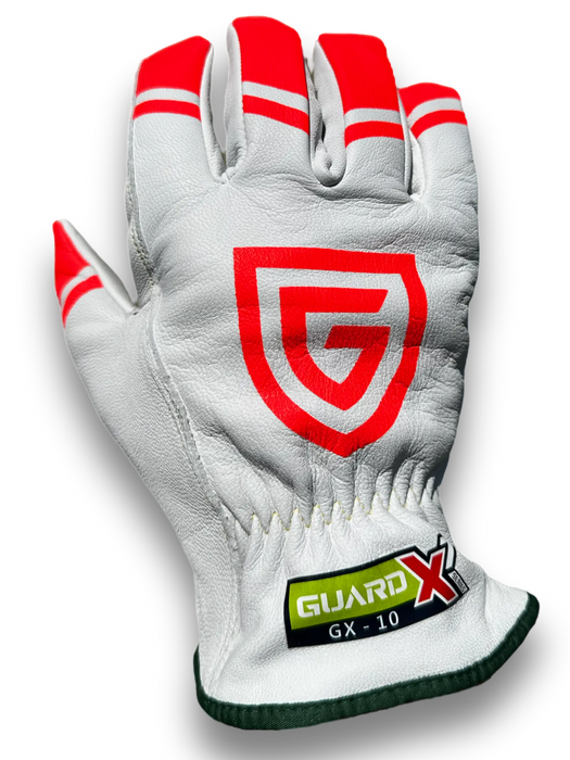 GX10 - High Cut-Resistant (A7) Hi-Vis - 18-gauge Premium Goat Skin Leather Drivers A7 - LEATHER